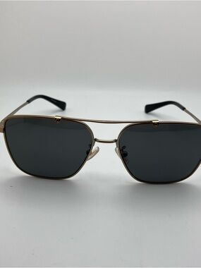 Coach Gold Metal Aviator Sunglasses with Dark Gray Lenses